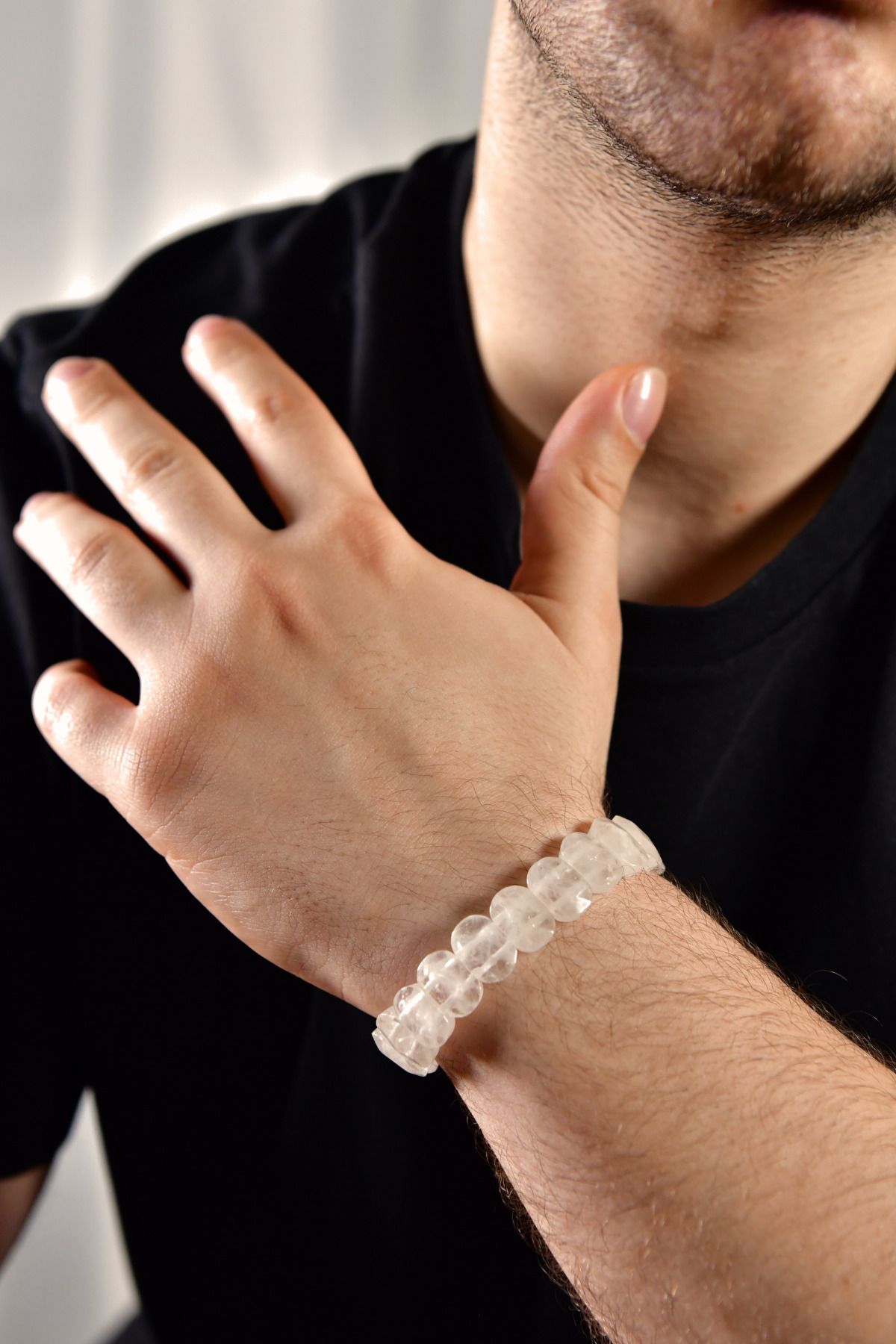 Kristal Quartz Özel Kesim Doğal Taş Unisex Bileklik