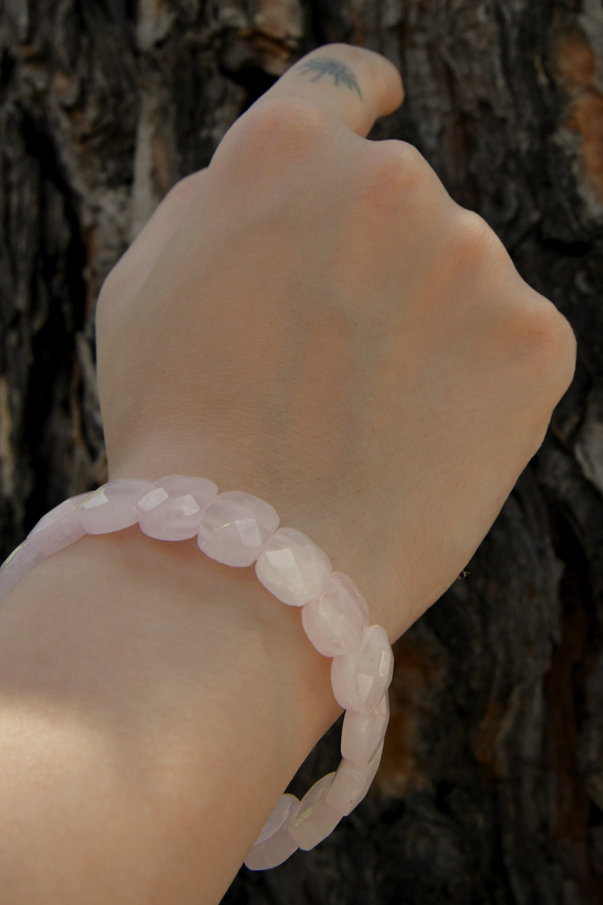 Pembe Quartz Özel Kesim Doğal Taş Unisex Bileklik