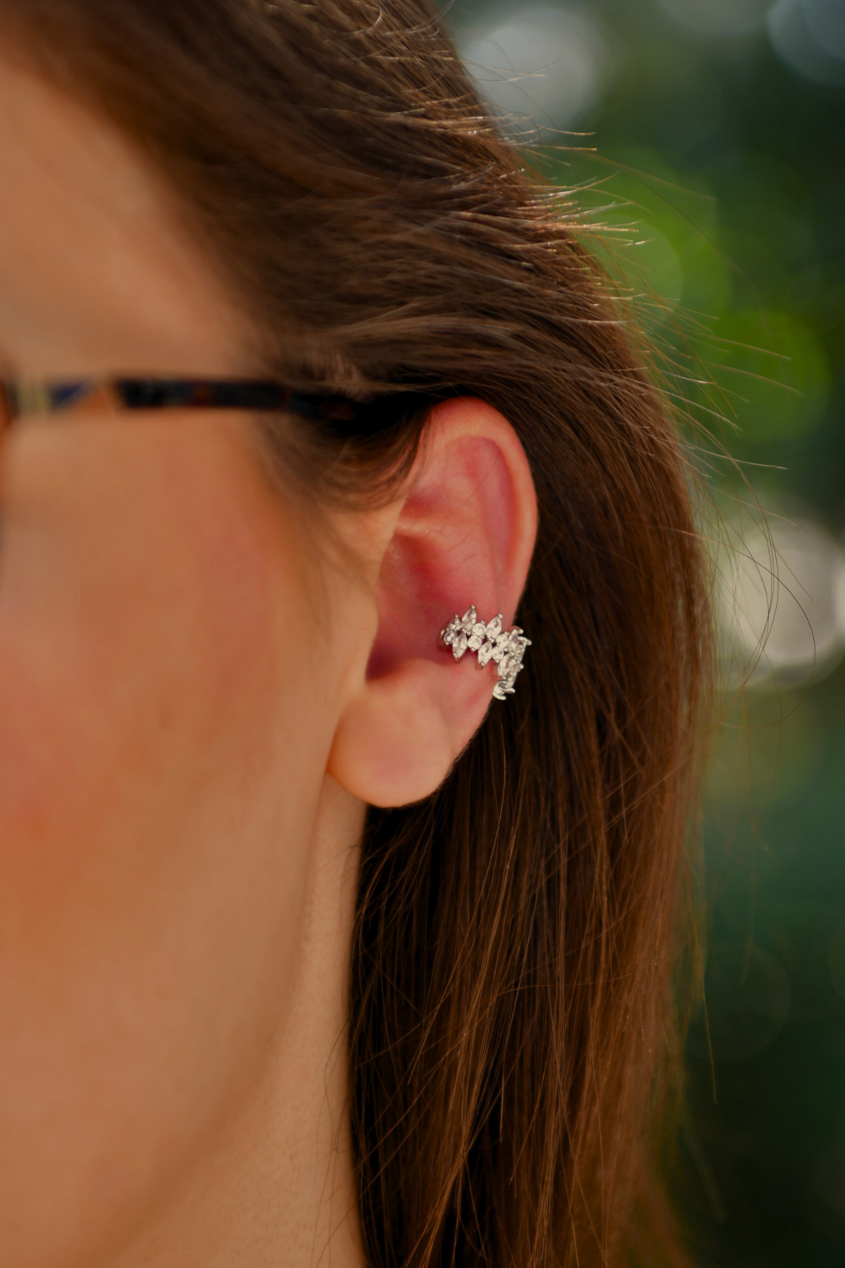 Çift Sıra Taşlı Elmas Kesim Earcuff